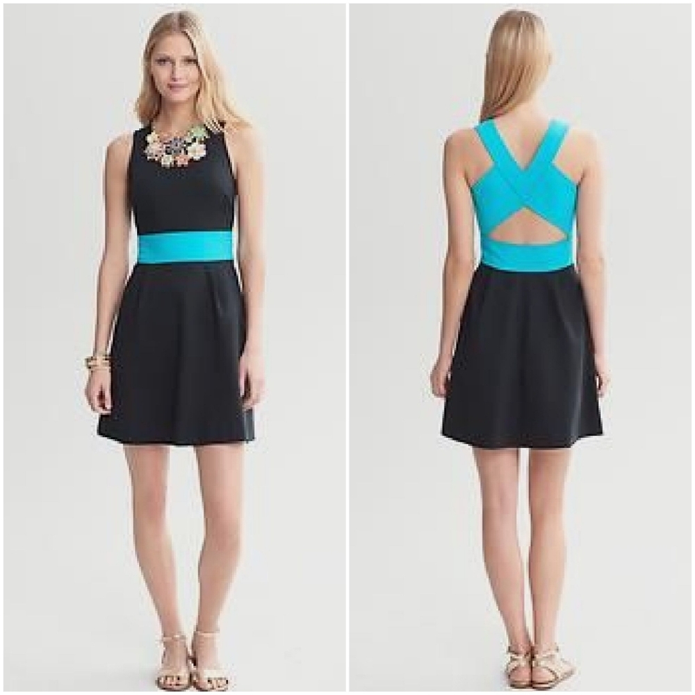 NEW! Banana Republic navy/aqua colorblock dress